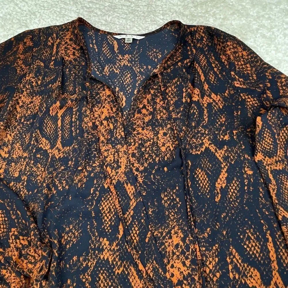 Cabi Border Wrap Snake Print Tie Blouse